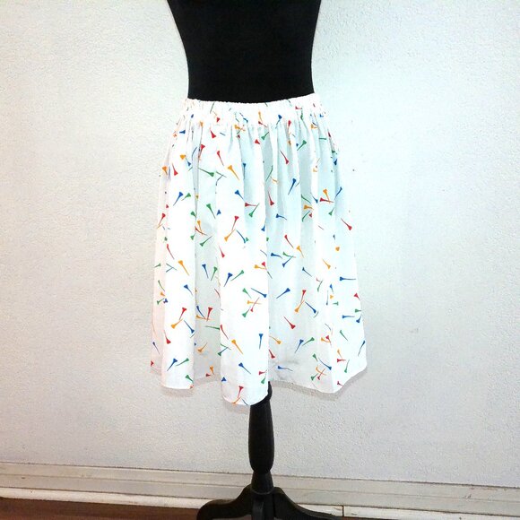 White with golf tees prints midi skirt, - Picture 4 of 5